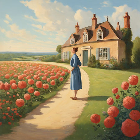 woman standing on a road to a garden house.jpg