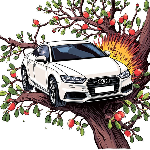 Audi car crashes on  eucalyptus tree  .jpg