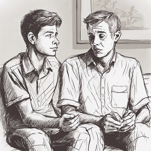 the teenage son is listening to his father.jpg