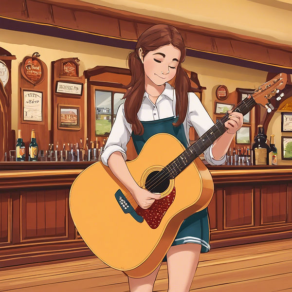 young girl working in a pub playing guitar .jpg