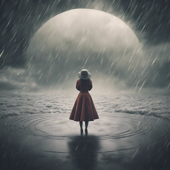 a woman waiting at the and of the round