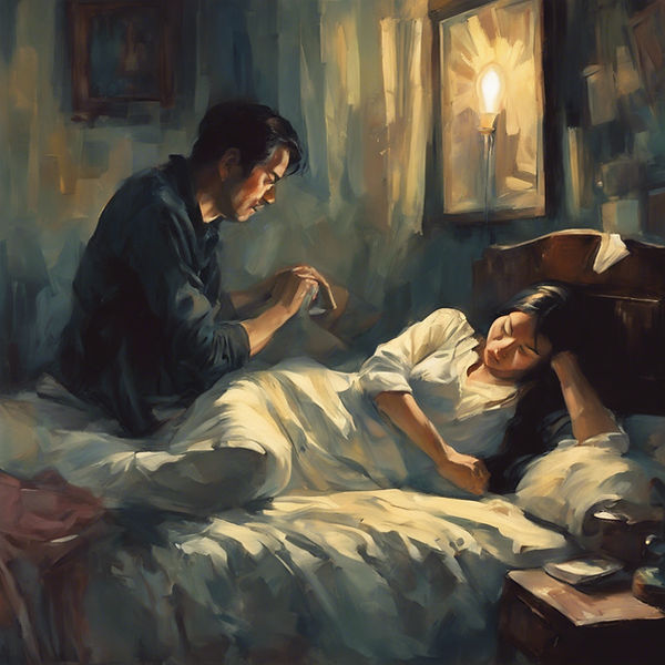 a woman always sleep and a man searching for light.jpg
