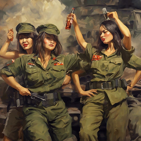 tow women in drunken men soldiers party.jpg