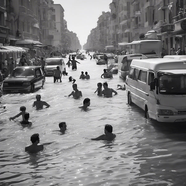 People sweam inside the sea in the street on a hot summer day.jpg